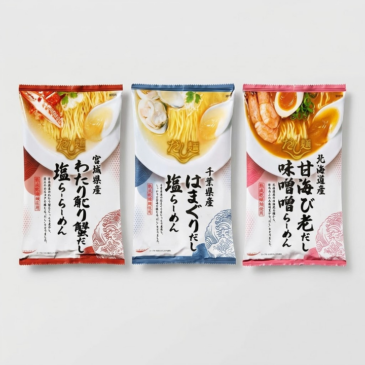 3 pcs Kokubun Dashi Noodles: Salt Ramen & Miso Ramen Variety Pack