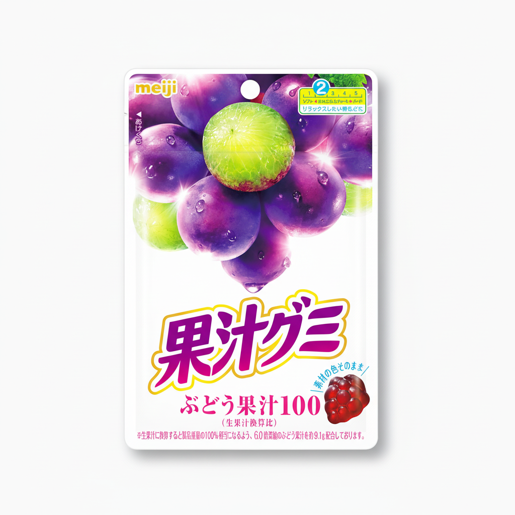 Japanese Meiji Fruit Juice Gummy Grape - Japanbasket Box Edition