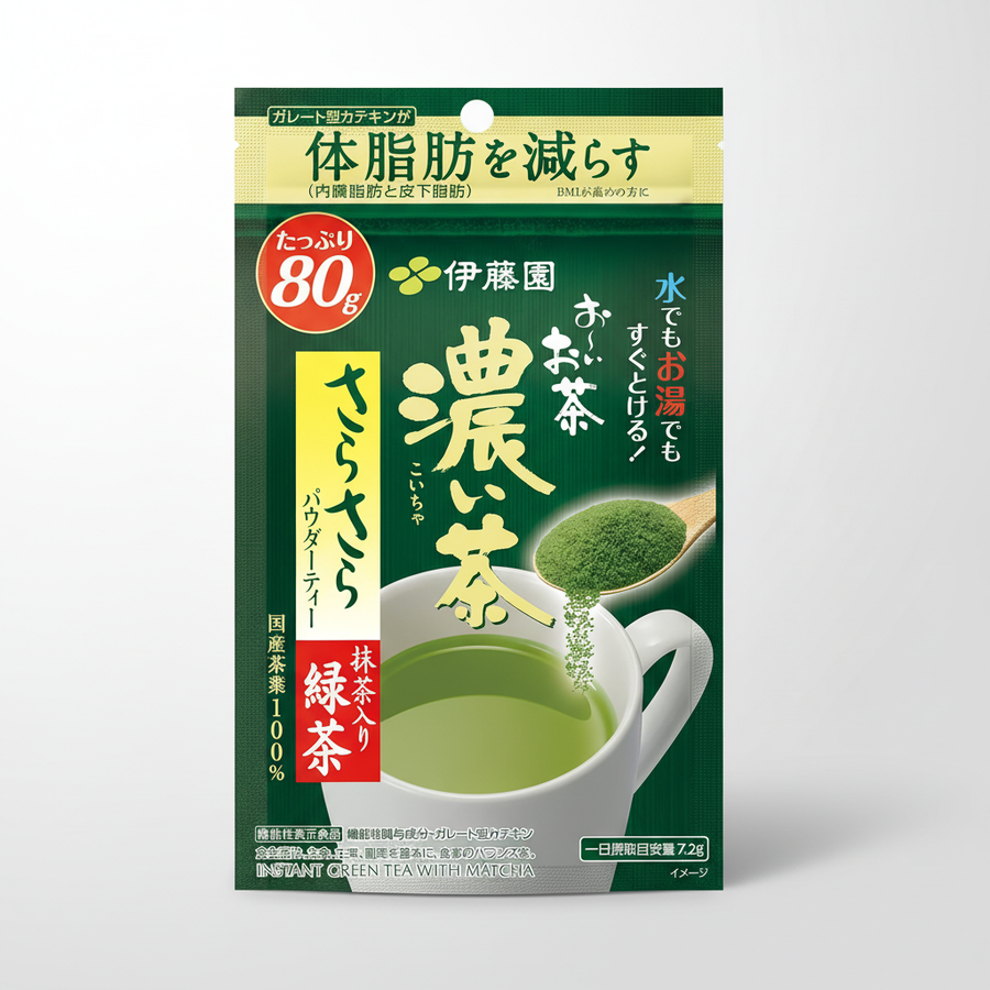 Japanese 伊藤園 おーいお茶おーいお茶 さらさら濃い茶 Powdered Tea - Japanbasket Box Edition