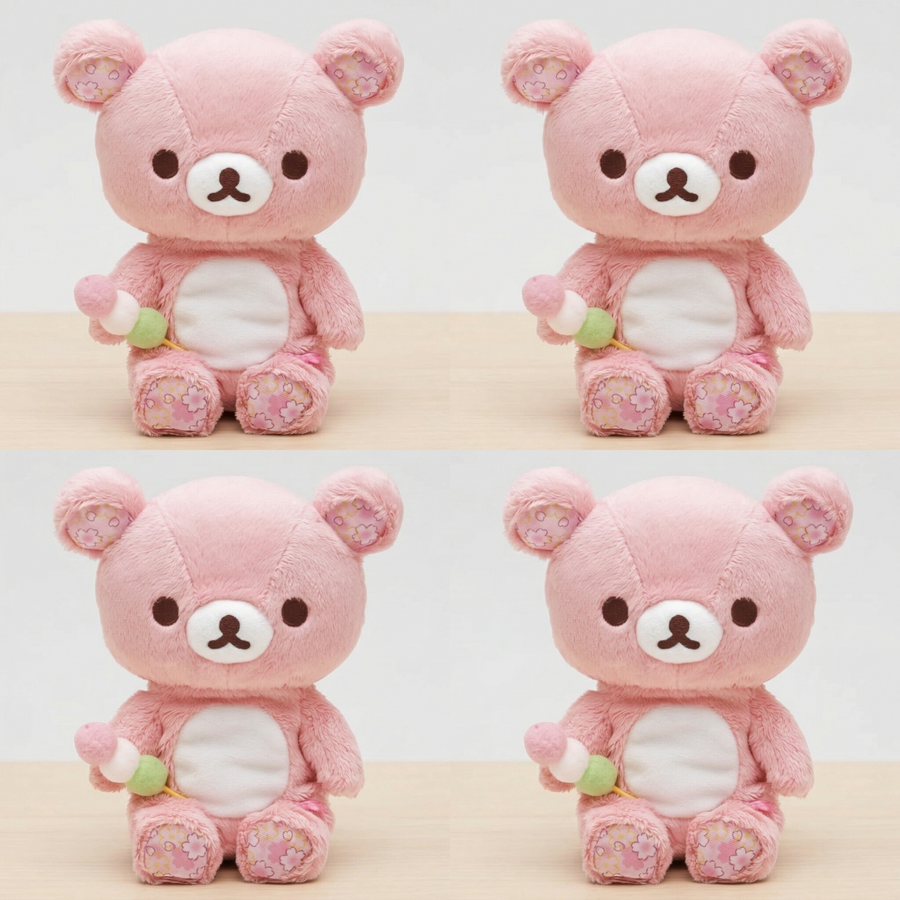 San-X Rilakkuma Sitting Plush Doll, Sakura Theme Collectible Kawaii Plush Toy