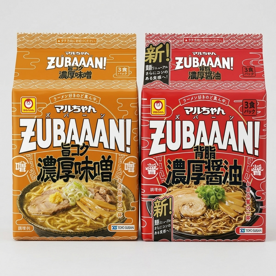 Maruchan ZUBAAAN! Miso and Soy Sauce Ramen, Japanese Food Gift, 3 Servings