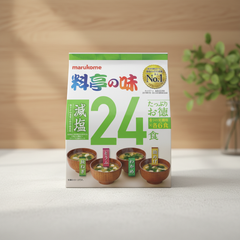 Traditional Japanese Marukome Plenty of Value Ryotei Miso Soup Flavor Reduced Salt | 2 Pieces Japanbasket Box Packaging