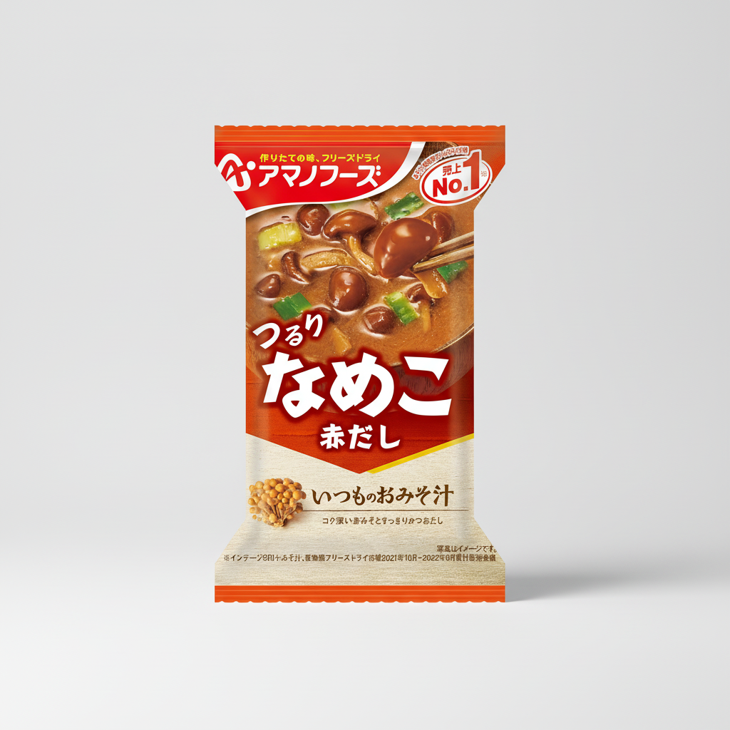 Traditional Japanese Amano Foods Itsumono Miso Soup, Red Dashi Nameko | Japanbasket Box Packaging
