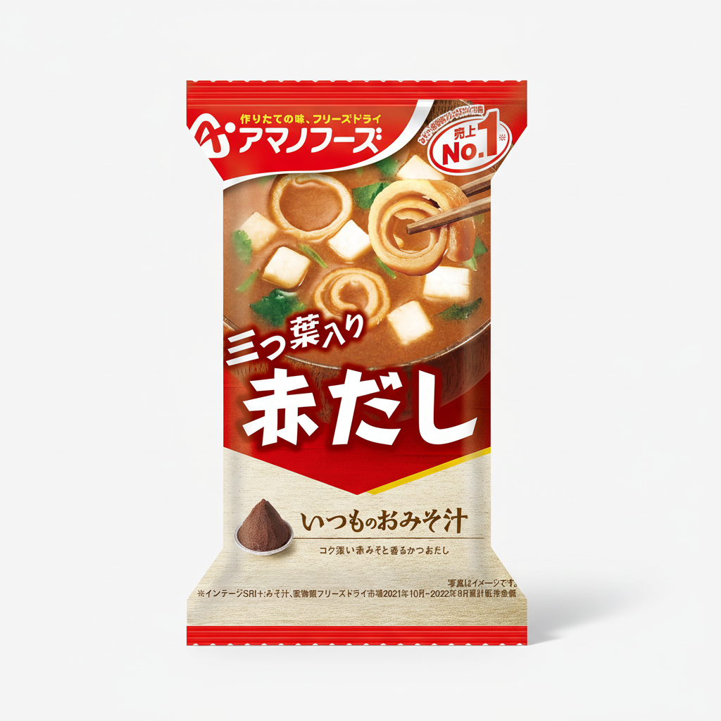 Traditional Japanese Amano Foods Itsumono Miso Soup, Red Soup - Japanbasket Box Packaging
