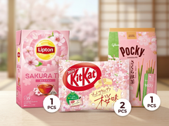 4 pcs, Lipton Sakura Tea, Kit Kat Cherry Blossom, Pocky Matcha Snack Pack