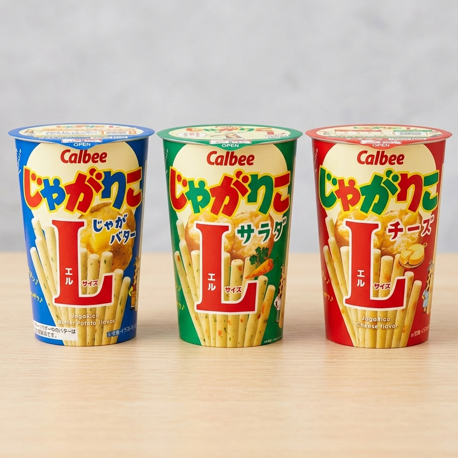 Calbee Jagarico Japanese Snacks: Potato Butter, Salad, and Cheese Snack Sticks