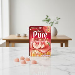 Japanese Kanro Pure Gumi Premium White Peaches - Japanbasket Box Edition