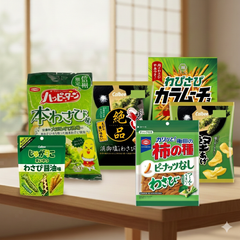 Calbee Wasabi Japanese Snacks Box, Spicy Rice Crackers, Asian Food Gift