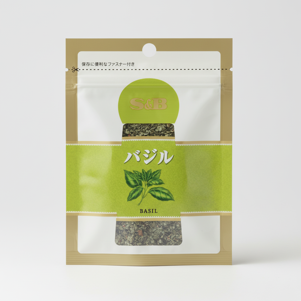 Traditional Japanese S&B Bagged Basil - Japanbasket Box Packaging
