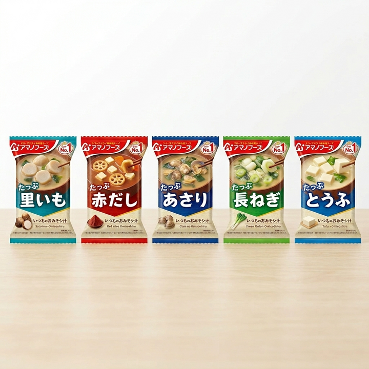 Amano Foods Miso Soup Pack, 5 pcs, Japanese Instant Soup Variety
