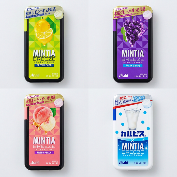 Asahi Candy Mints Breeze: Lemon, Grape, Peach, Calpis Flavors Sugar Free