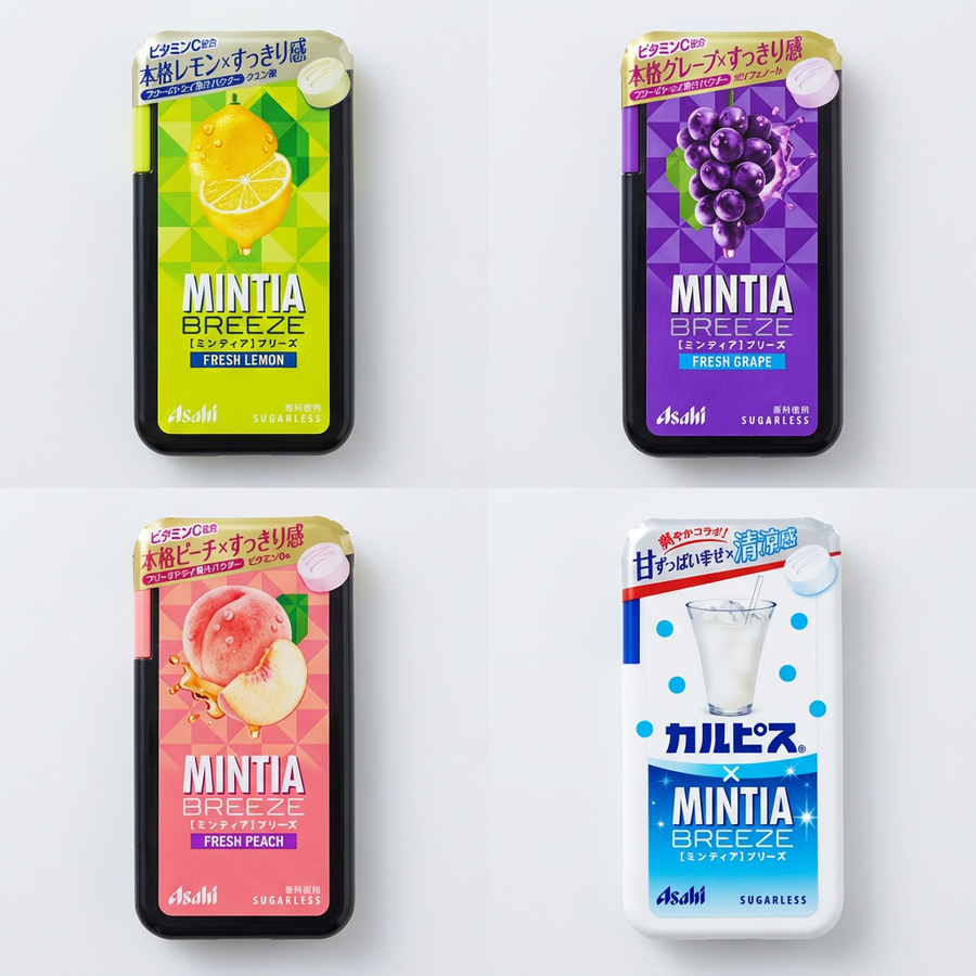 Asahi Candy Mints Breeze: Lemon, Grape, Peach, Calpis Flavors Sugar Free