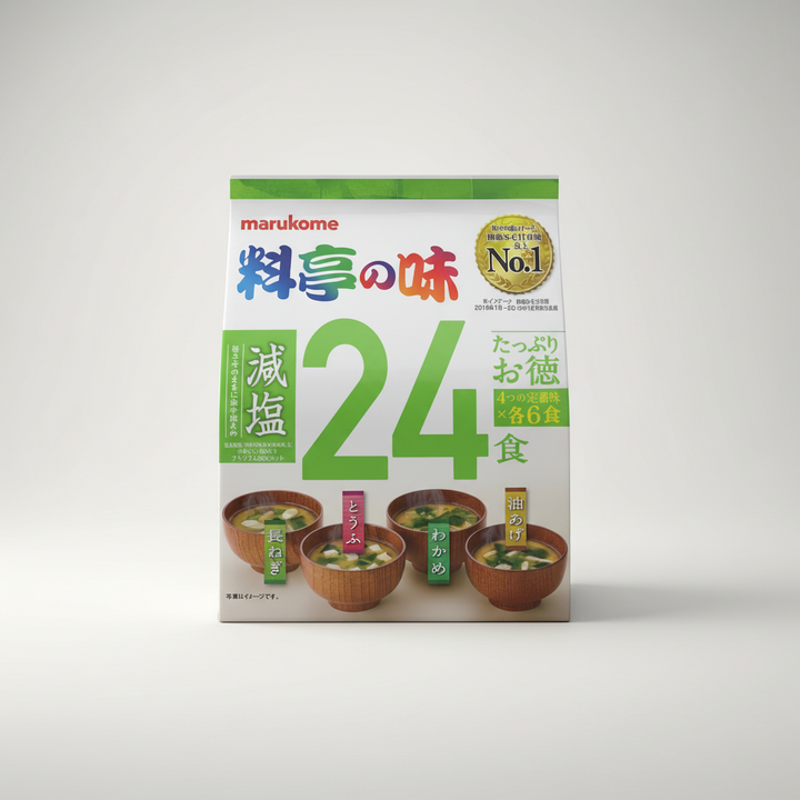 Traditional Japanese Marukome Plenty of Value Ryotei Miso Soup Flavor Reduced Salt | 2 Pieces Japanbasket Box Packaging