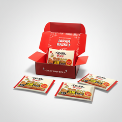 Traditional Japanese Baby Star Ramen, Rich Horse Chicken, Persimmon Seeds Mix - Japanbasket Box Packaging