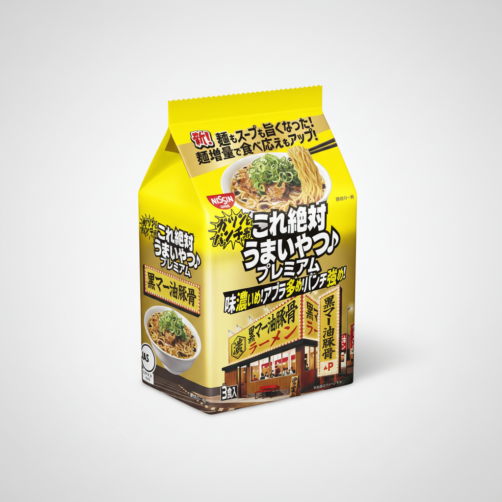 Japanese Nissin Foods Premium Black Mar Oil Pork Bones | 5 Pieces Japanbasket Box Edition