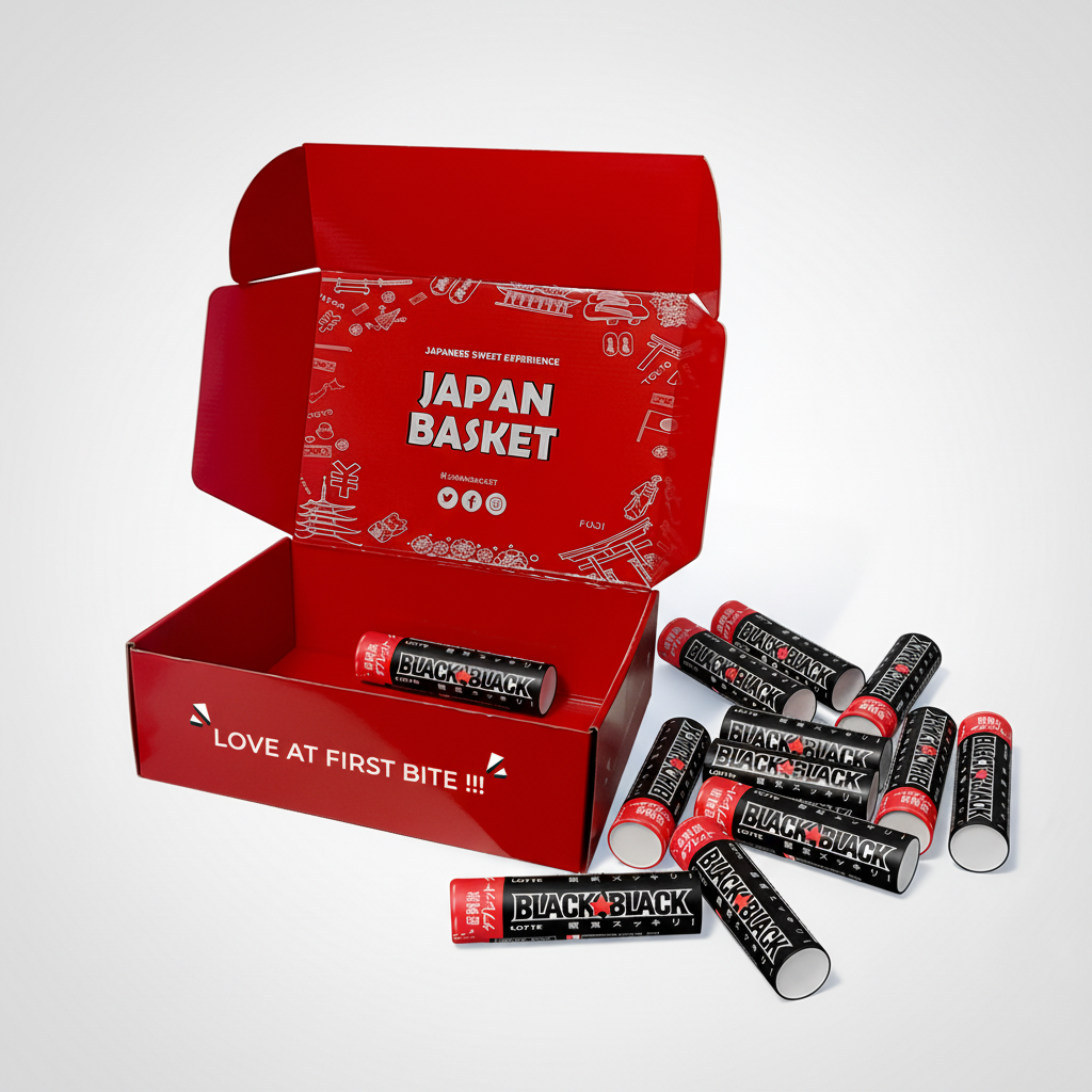 Traditional Japanese Lotte Black Black Tablet - Japanbasket Box Packaging