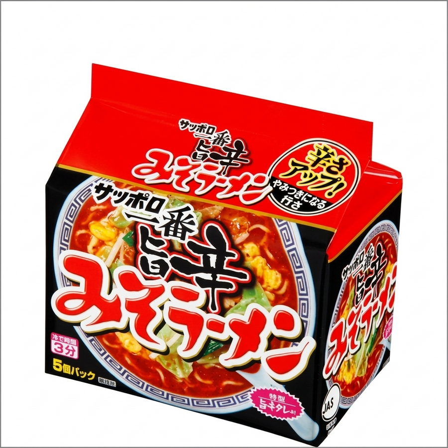 Sapporo Ichiban Spicy Miso Ramen, 5 Servings, Hot and Spicy Noodle