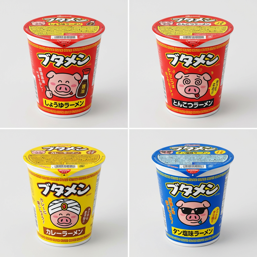 Oyatsu Butamen Ramen Cup Noodle Box: Japanese Instant Ramen Variety Pack