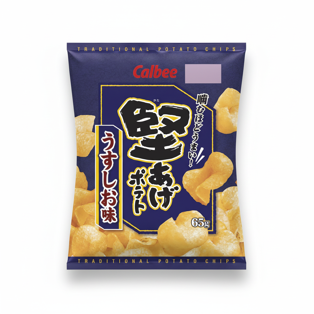 Traditional Japanese Calbee Kataage Potato, Light Flavor | Japanbasket Box Packaging