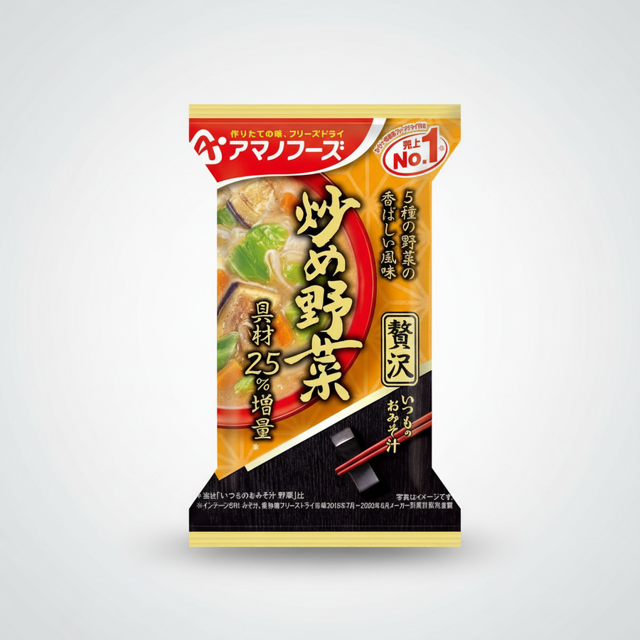 Japanese Amano Foods Itsumono Miso Soup, Luxurious Stir-fried Vegetables - Japanbasket Box Edition