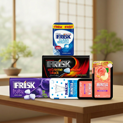 Kracie Frisk Mint Candy Variety Pack, Fruity Grape, Peach, Extreme Black