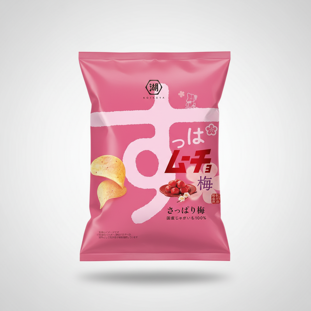 Traditional Japanese Koikeya Sour Mucho Chips, Refreshing Plum Flavor | Japanbasket Box Packaging