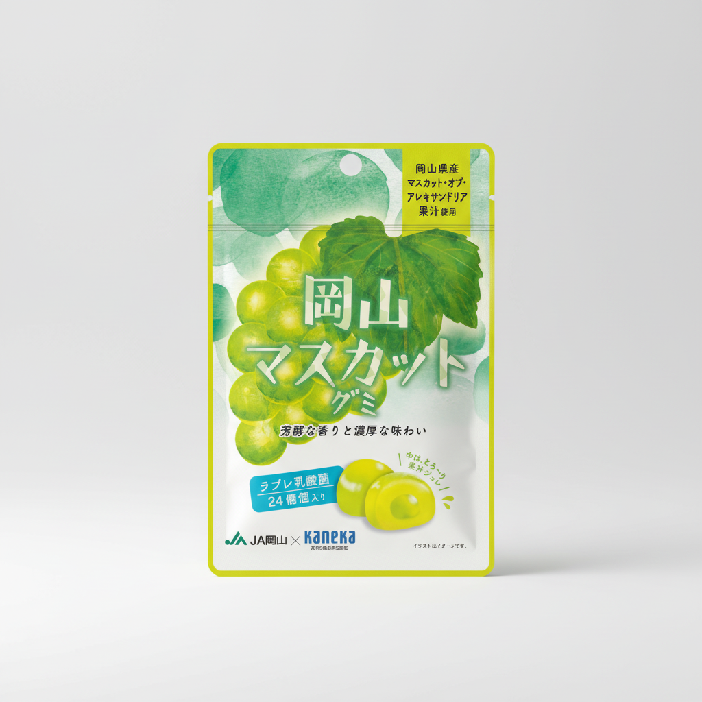 Japanese Kaneka Food Lovele Gummy Series Okayama Muscat Gummy with Lovele Lactic Acid Bacteria 40g - Japanbasket Box Edition