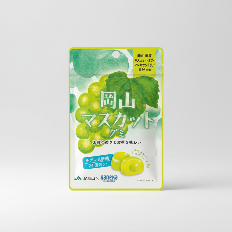 Japanese Kaneka Food Lovele Gummy Series Okayama Muscat Gummy with Lovele Lactic Acid Bacteria 40g - Japanbasket Box Edition