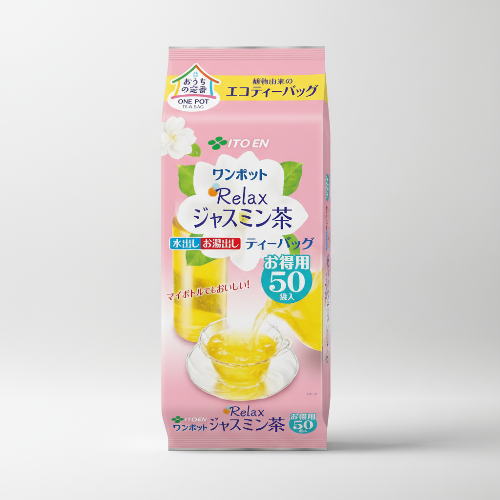 Traditional Japanese Itoen One Pot Relax Jasmine Tea Eco Tea Bag | 2 Pieces Japanbasket Box Packaging