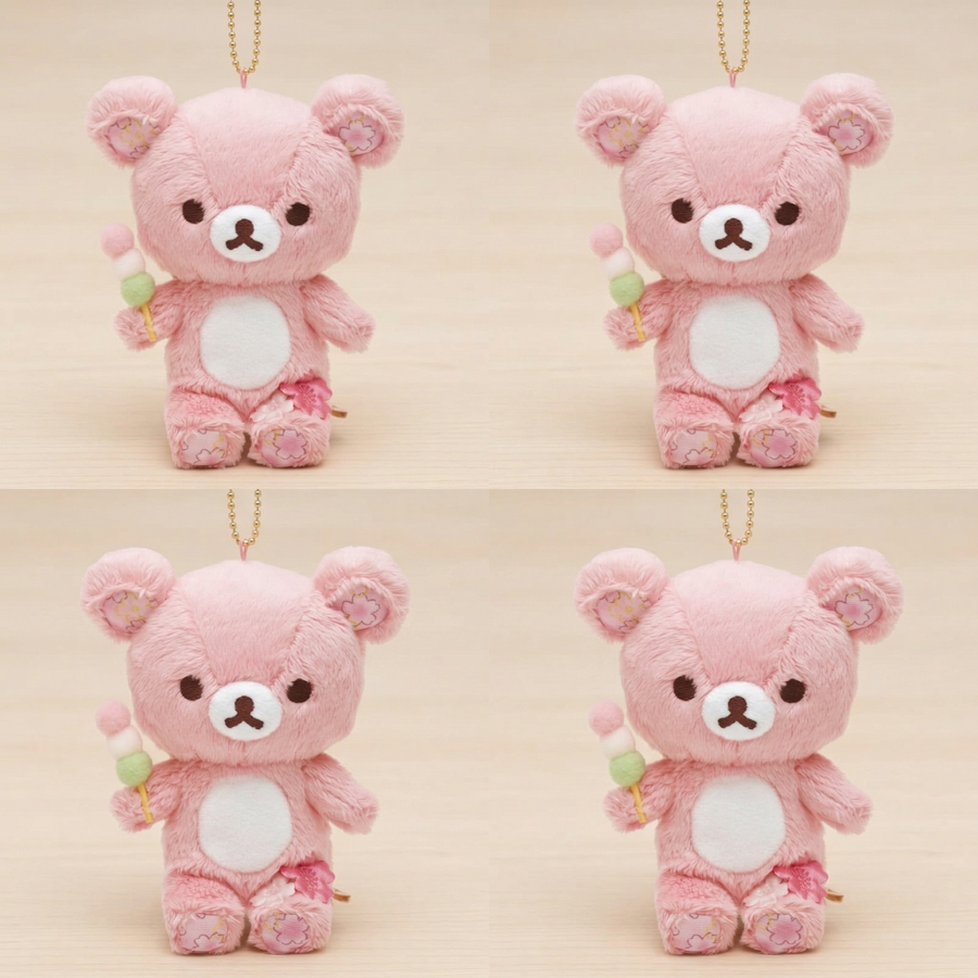Rilakkuma Cherry Blossom Plush Toy Hanging Plush Keychain San-X Kawaii Gift