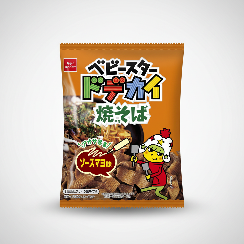 Japanese Snack Company Baby Star Dodekai Yakisoba Sauce Mayo Flavor | Japanbasket Box Edition