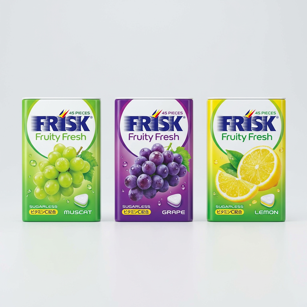 Kracie Frisk Fruity Fresh Candy Mints: Muscat, Grape, Lemon Japanese Candies