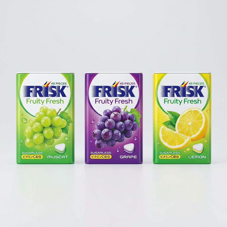 Kracie Frisk Fruity Fresh Candy Mints: Muscat, Grape, Lemon Japanese Candies