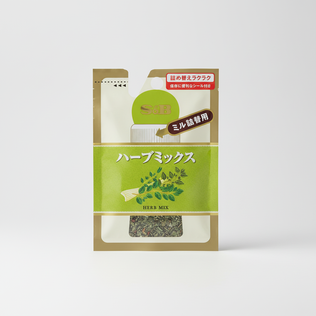 Bulk S&B Herb Mix in Bag, Balanced Blend of Thyme, Oregano, Marjoram, and Celery - Japanbasket Box for Family Use