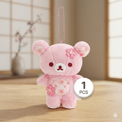 San-X Rilakkuma Sakura Hanging Plush Toy, Cute Kawaii Character Keychain