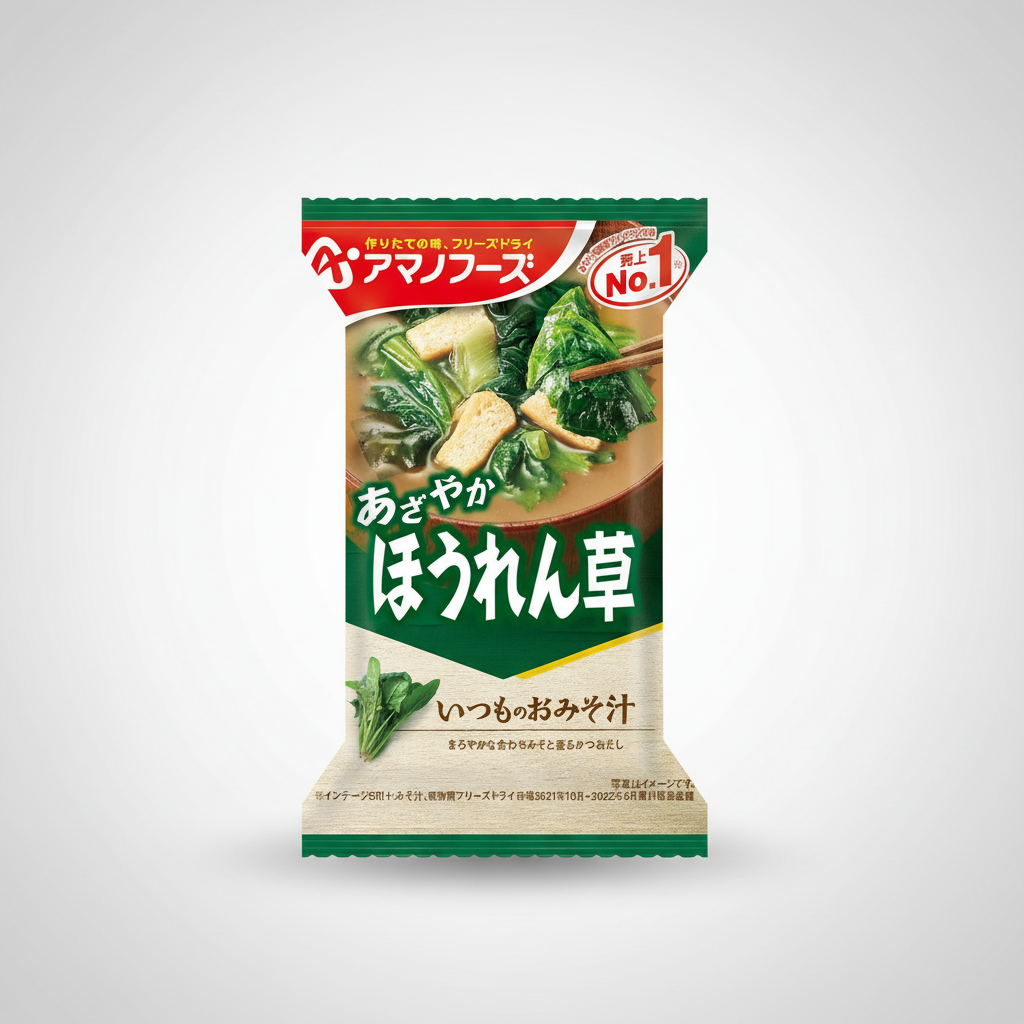 Japanese Amano Foods Itsumono Miso Soup, Spinach - Japanbasket Box Edition
