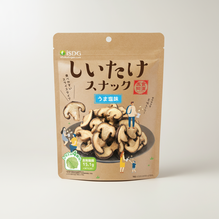 Japanese iSDG Medical Food Dotcom Shiitake Snack, Salted Horse Flavor | Japanbasket Box Edition