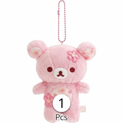 San-X Rilakkuma Sakura Hanging Plush Toy, Cute Kawaii Character Keychain
